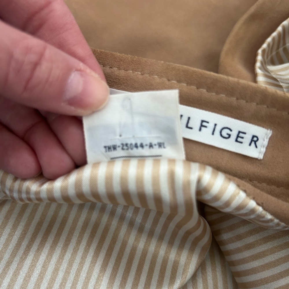 Tommy Hilfiger Vintage 100% Suede Leather Button-Front Tan A-Line Skirt Size 6 - Picture 11 of 12